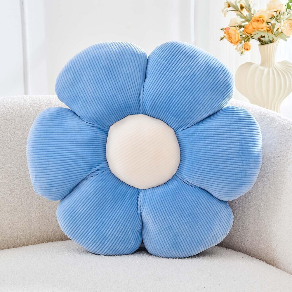 5325 Dusty Blue Flower Pillow 17.7" Cute Flower Shaped Floor Pillow